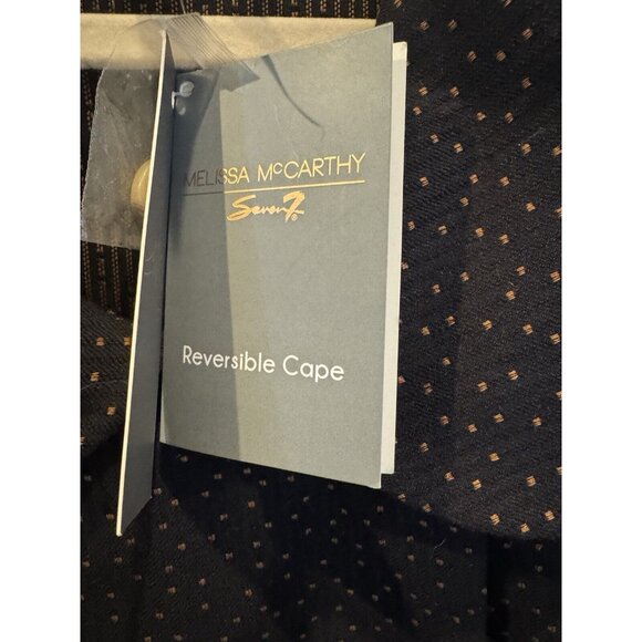 NWT Melissa McCarthy Seven 7 womens 3X Reversible cape navy blue & gold bronze - Picture 7 of 7